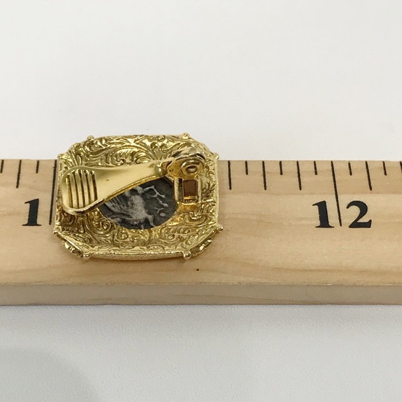 1928 Ancient Coins Framed Roman Greek Mixed Metal Gold Silver Clip On Earrings - Picture 12 of 13